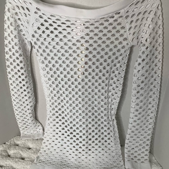White Mesh Long Sleeve Top - Picture 2 of 4